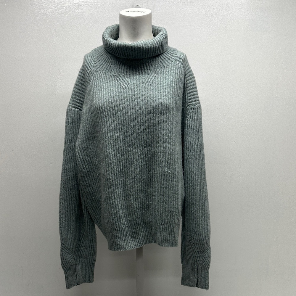 Rag and Bone Pierce Sweater 100% Cashmere Knit Turtleneck Top Blue Size Large